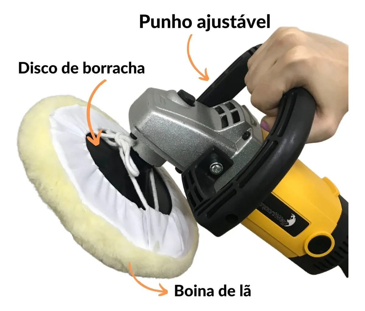 Politriz Angular De Mão Profisssional 1600w 6 Velocidades Acompanha Boina Disco De 180mm Rotacão Máxima 3000rpm 110/220v