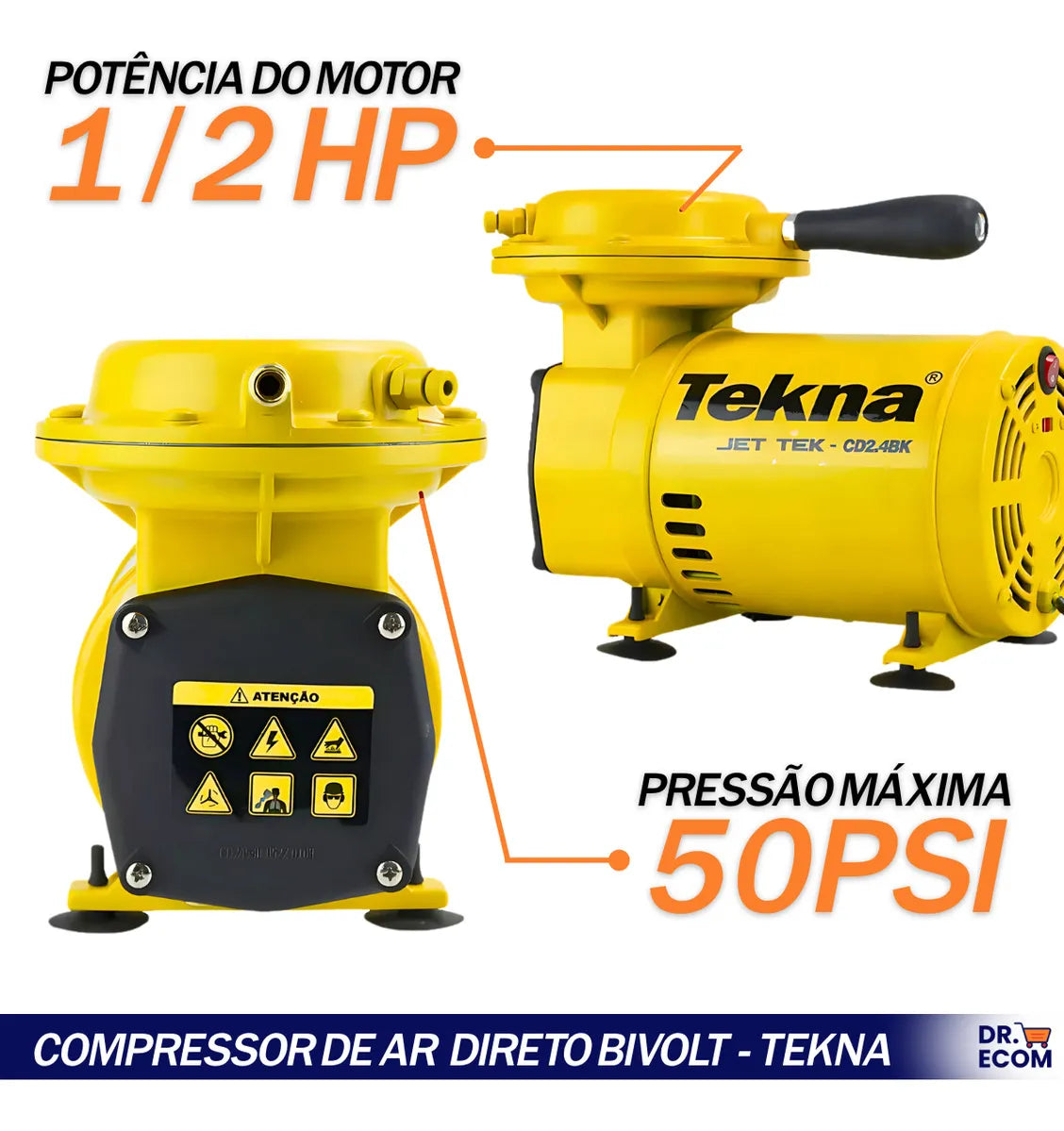 Compressor Ar Direto 1/2hp 40psi C/ Kit Cd2453b Bivolt Tekna