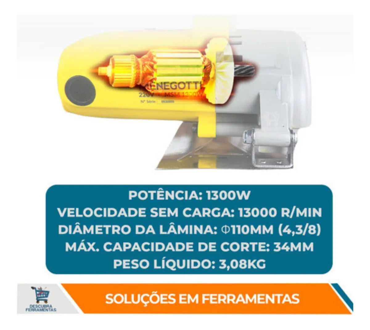 Kit Serra Mármore 1300w + Esmerilhadeira Angular + Discos