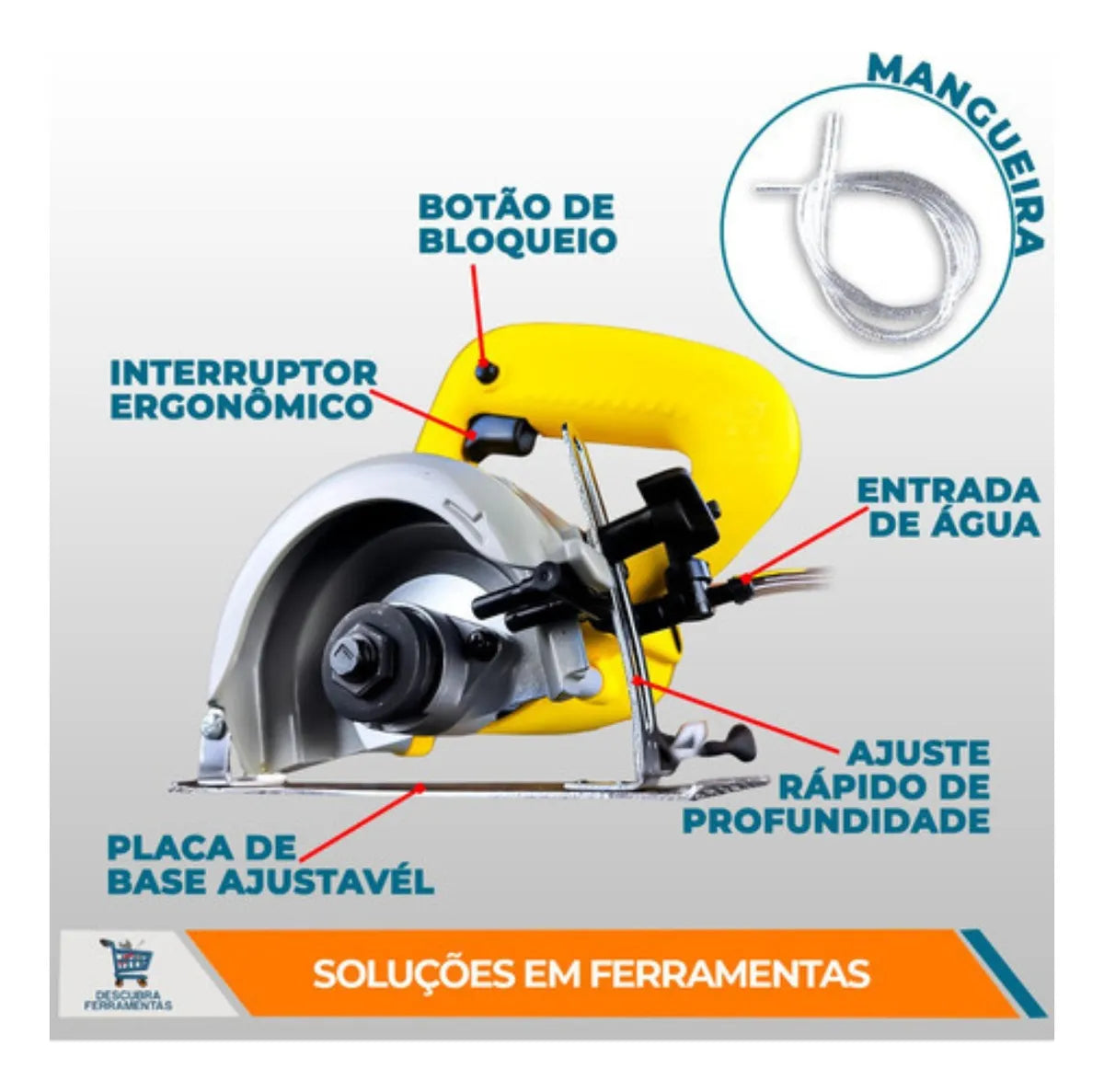 Kit Serra Mármore 1300w + Esmerilhadeira Angular + Discos
