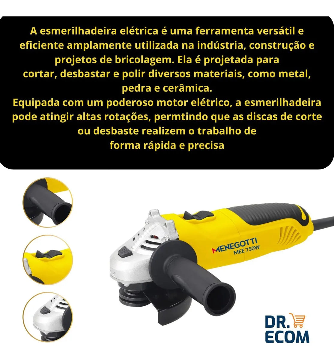 Esmerilhadeira Angular 4.1/2 750w 11.000 Rpm Mee- Menegotti 110V