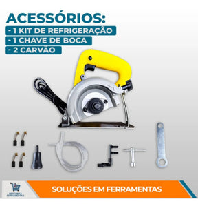 Kit Serra Mármore 1300w + Esmerilhadeira Angular + Discos