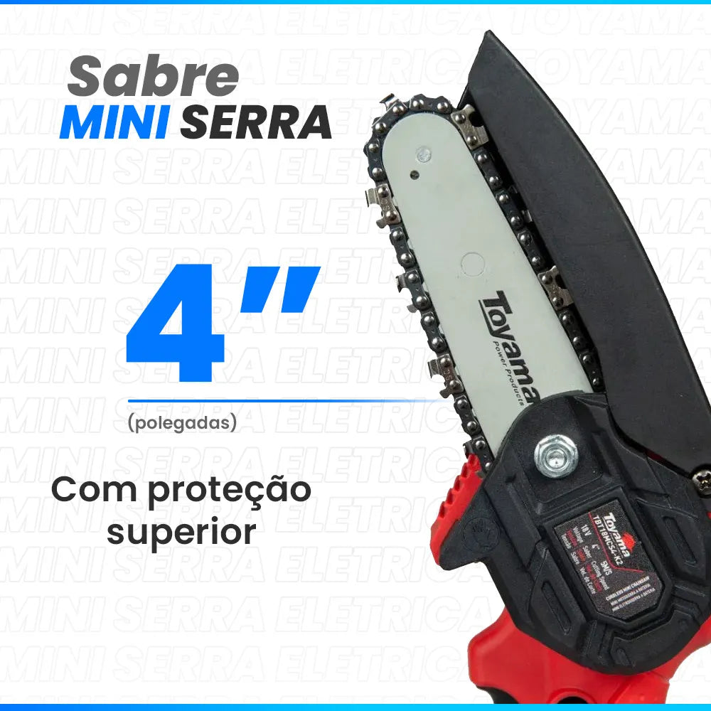 Cortadora Galhos Mini Motosserra Portátil Sem Fio Toyama Cor Vermelho Com Preto