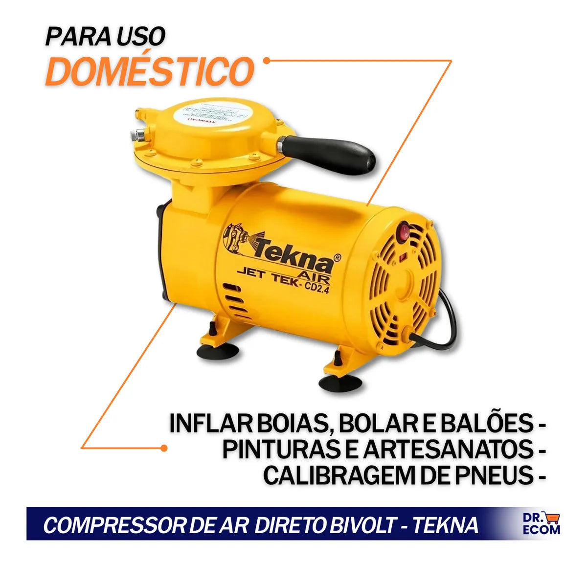 Compressor Ar Direto 1/2hp 40psi C/ Kit Cd2453b Bivolt Tekna