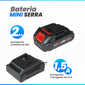Cortadora Galhos Mini Motosserra Portátil Sem Fio Toyama Cor Vermelho Com Preto