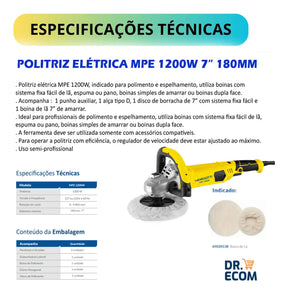 Politriz De Mão Profisssional Mpe 1200w Menegotti 127v/220v