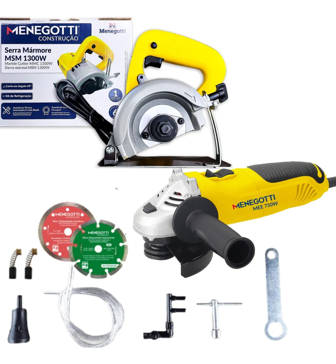 Kit Serra Mármore 1300w + Esmerilhadeira Angular + Discos