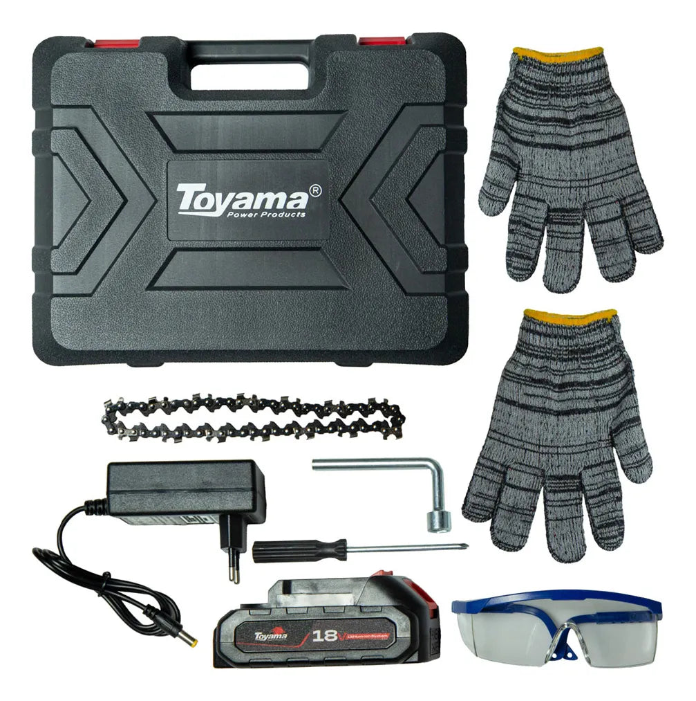 Cortadora Galhos Mini Motosserra Portátil Sem Fio Toyama Cor Vermelho Com Preto