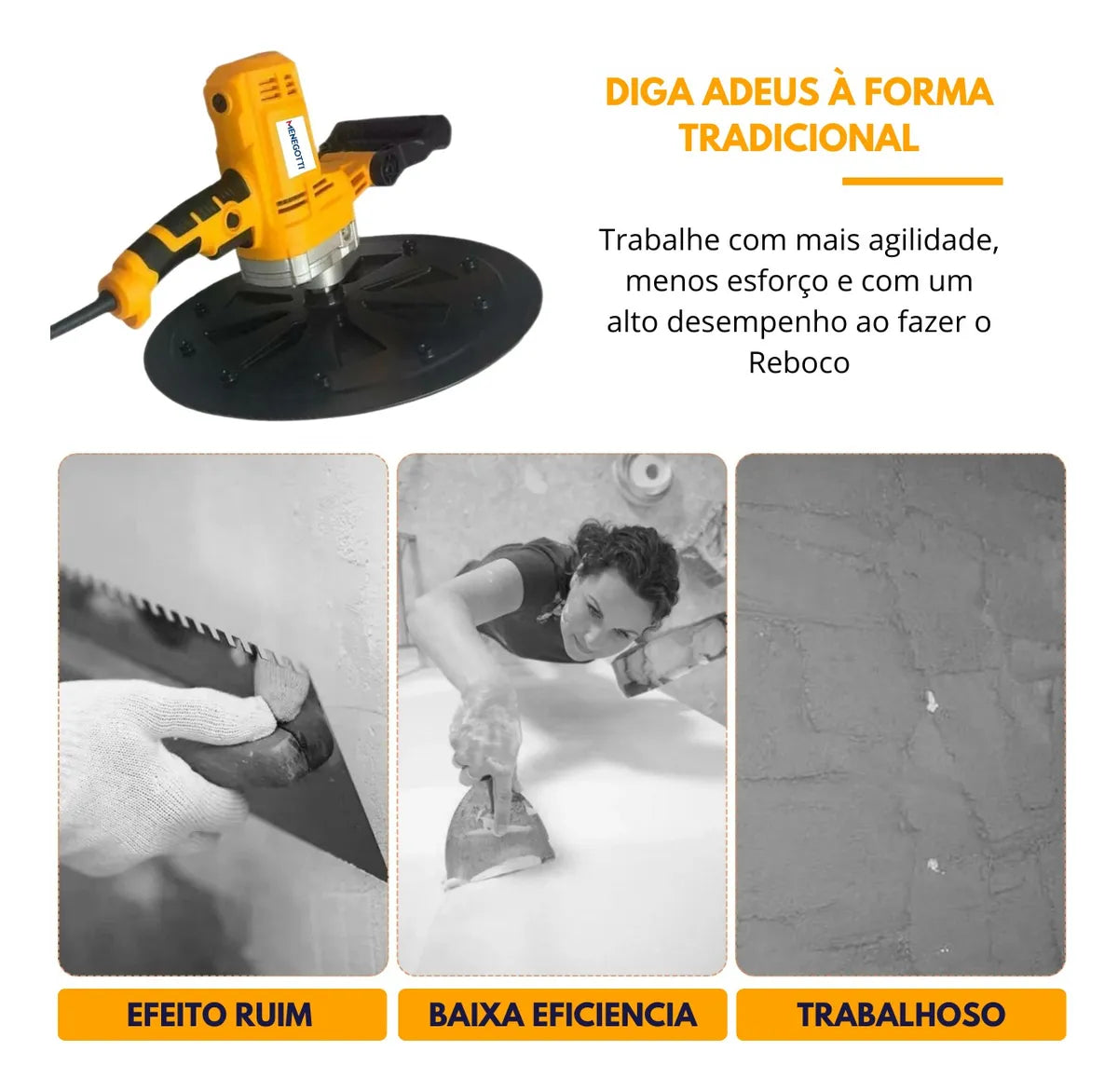 Lixadeira Desempenadeira Elétrica Com Motor Para Reboco