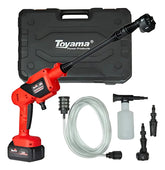Lavadora A Bateria 18v 4ah Toyama Com Maleta Porta Sabão 6 Tipos De Jato 25bar 3.3l/min Reser 1.5l Mangueira 5m C Filtro Baterias Intercambiáveis C Makita