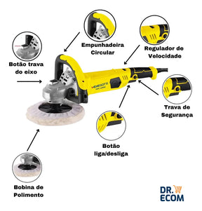 Politriz De Mão Profisssional Mpe 1200w Menegotti 127v/220v